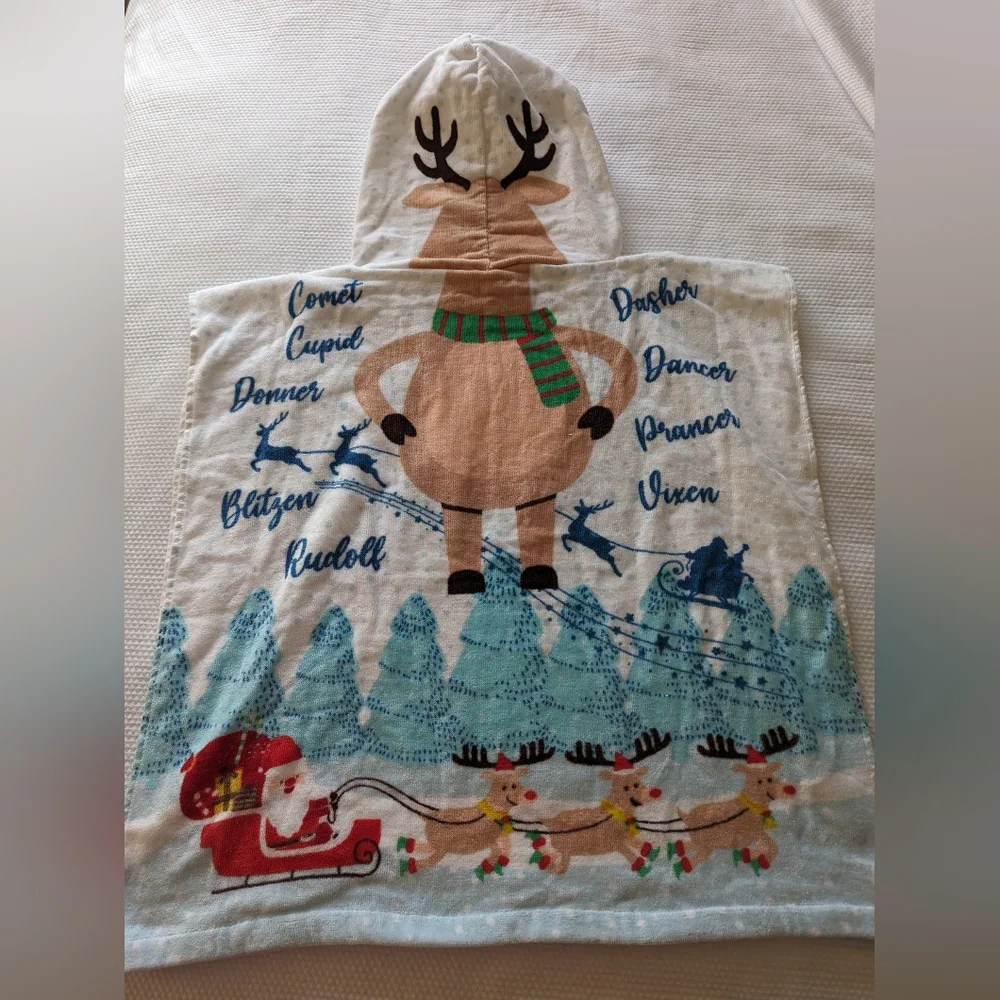 Rudolph Christmas Hooded Bath Towel Toddler Young Kids